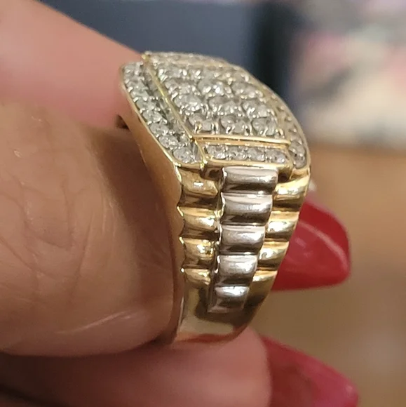Men's Diamond Cluster Two-Tone Ring (1 ct. t.w.) in 10k Gold & White Gold